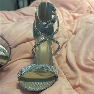 Elegant Silver Strappy Heels